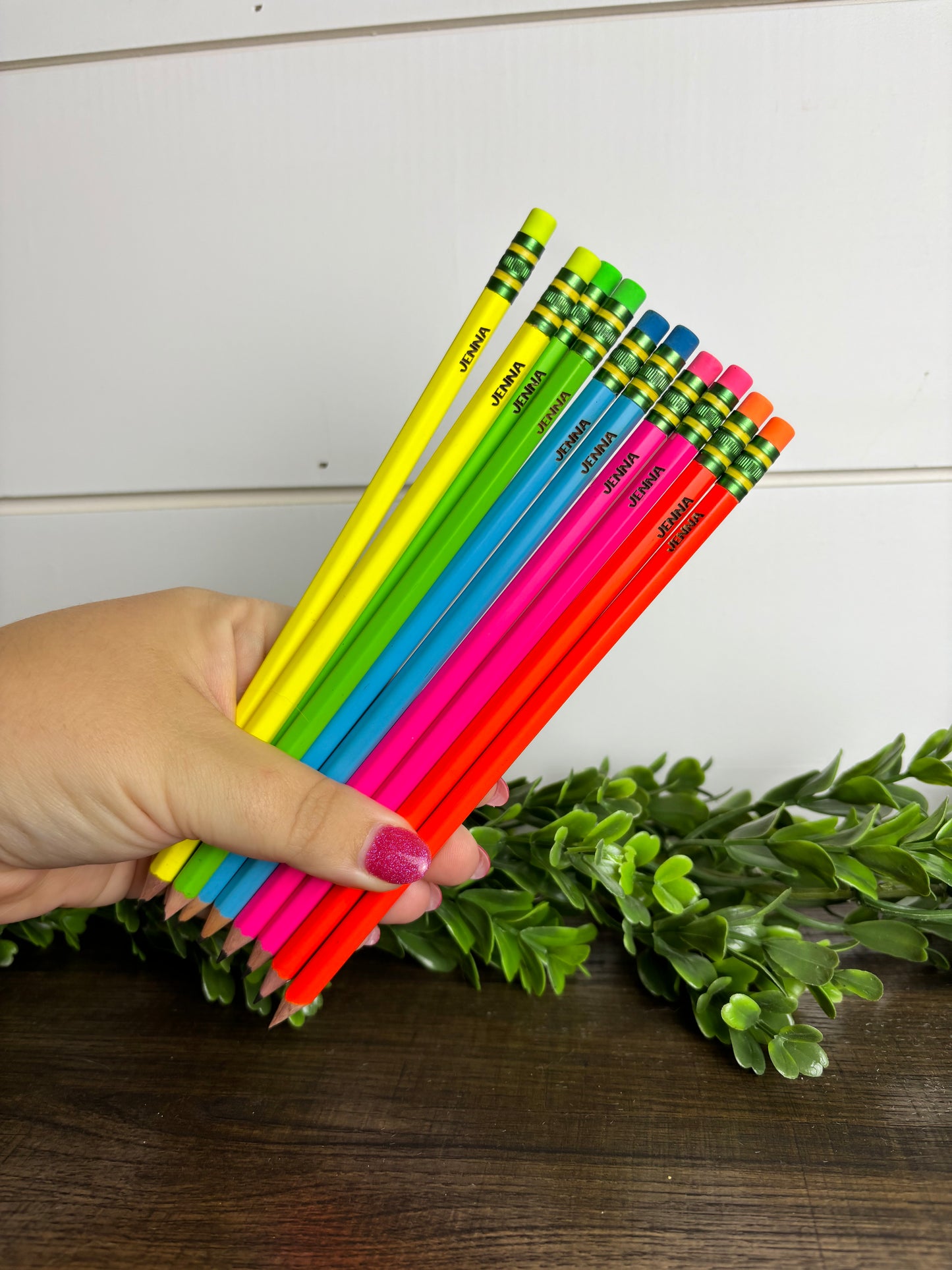 Personalized Neon Pencils, School Supplies, Engraved Name Pencils