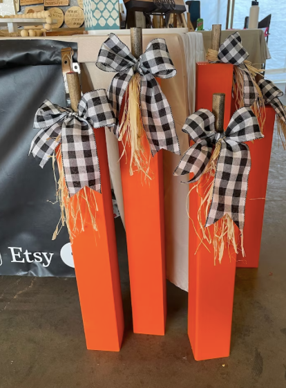 4x4 Orange Wood Pumpkins