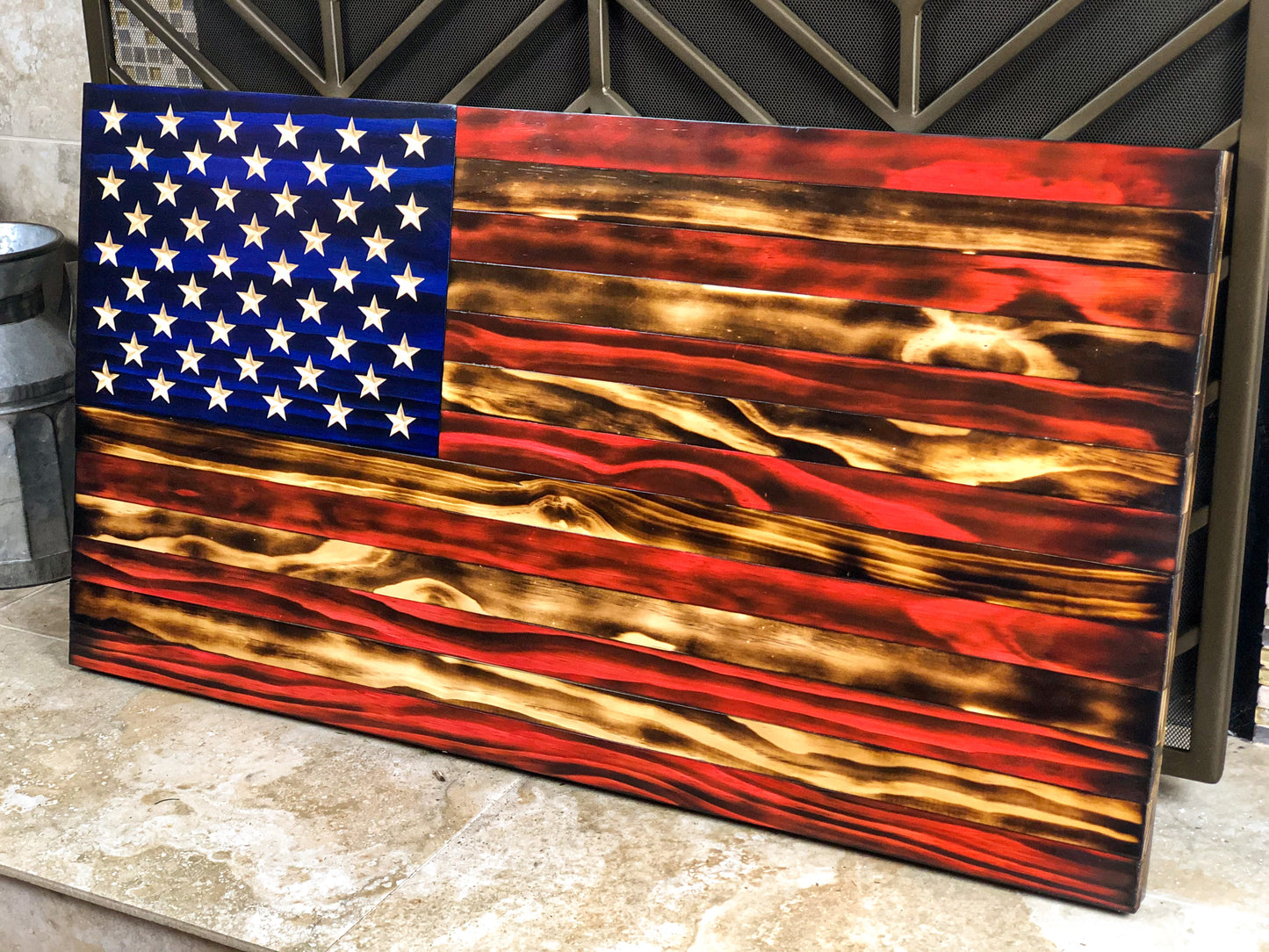 Wooden American Flag Burnt