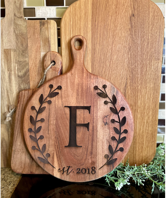 Engraved Monogram Cutting Board, Family Established Cutting Board