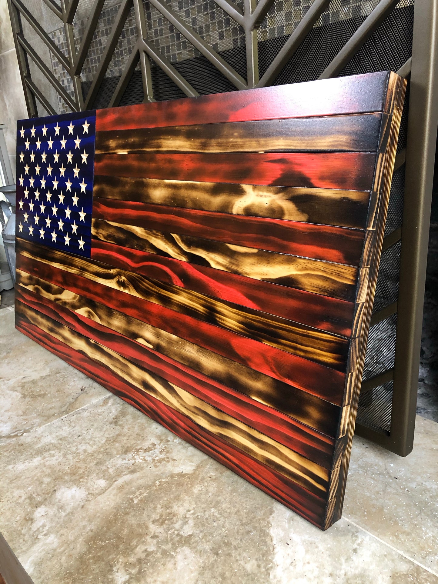 Wooden American Flag Burnt