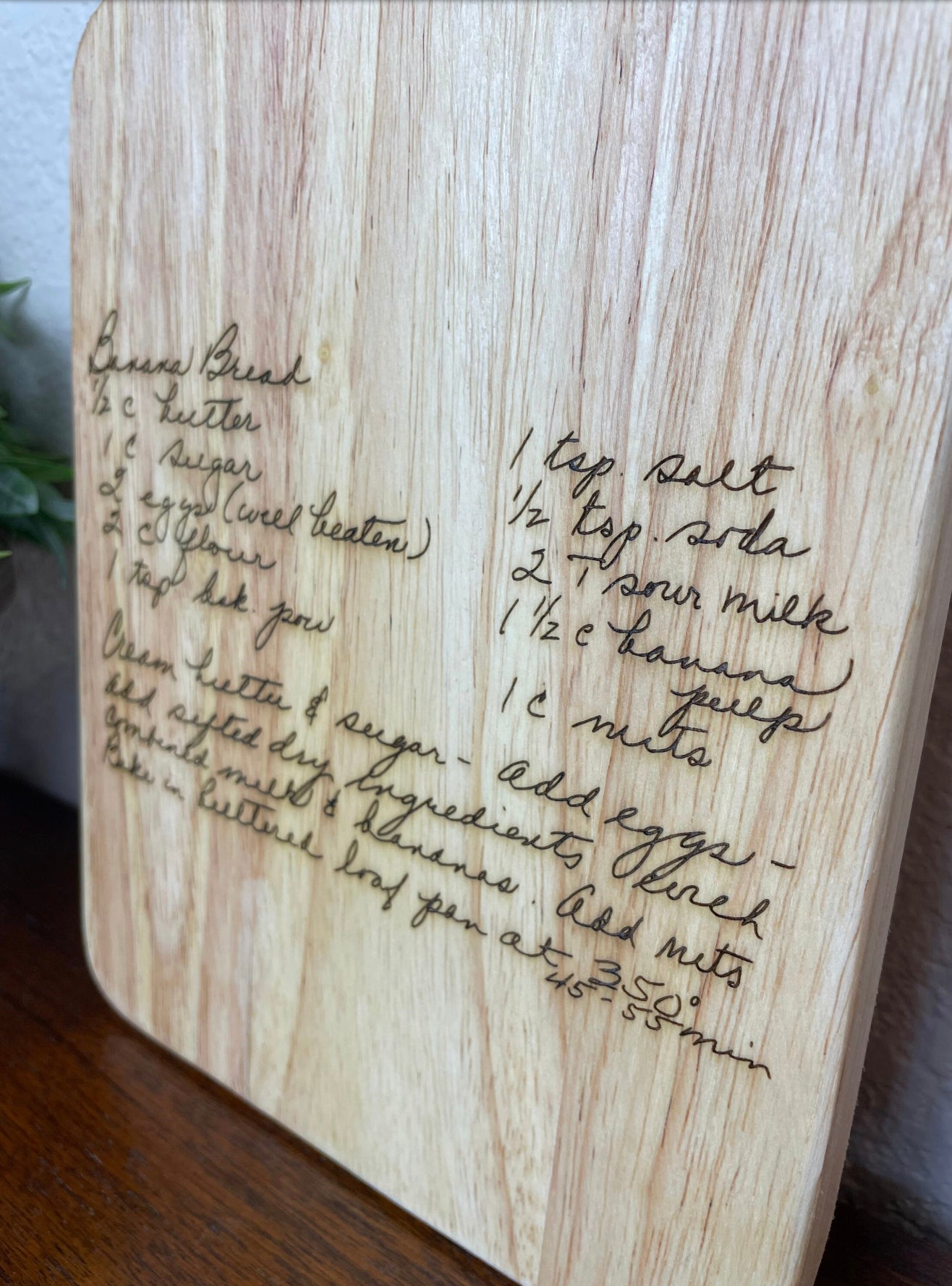 Engraved recipe board