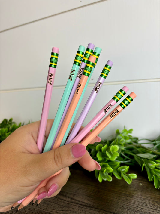 Personalized Pastel Pencils, School Supplies, Engraved Name Pencils