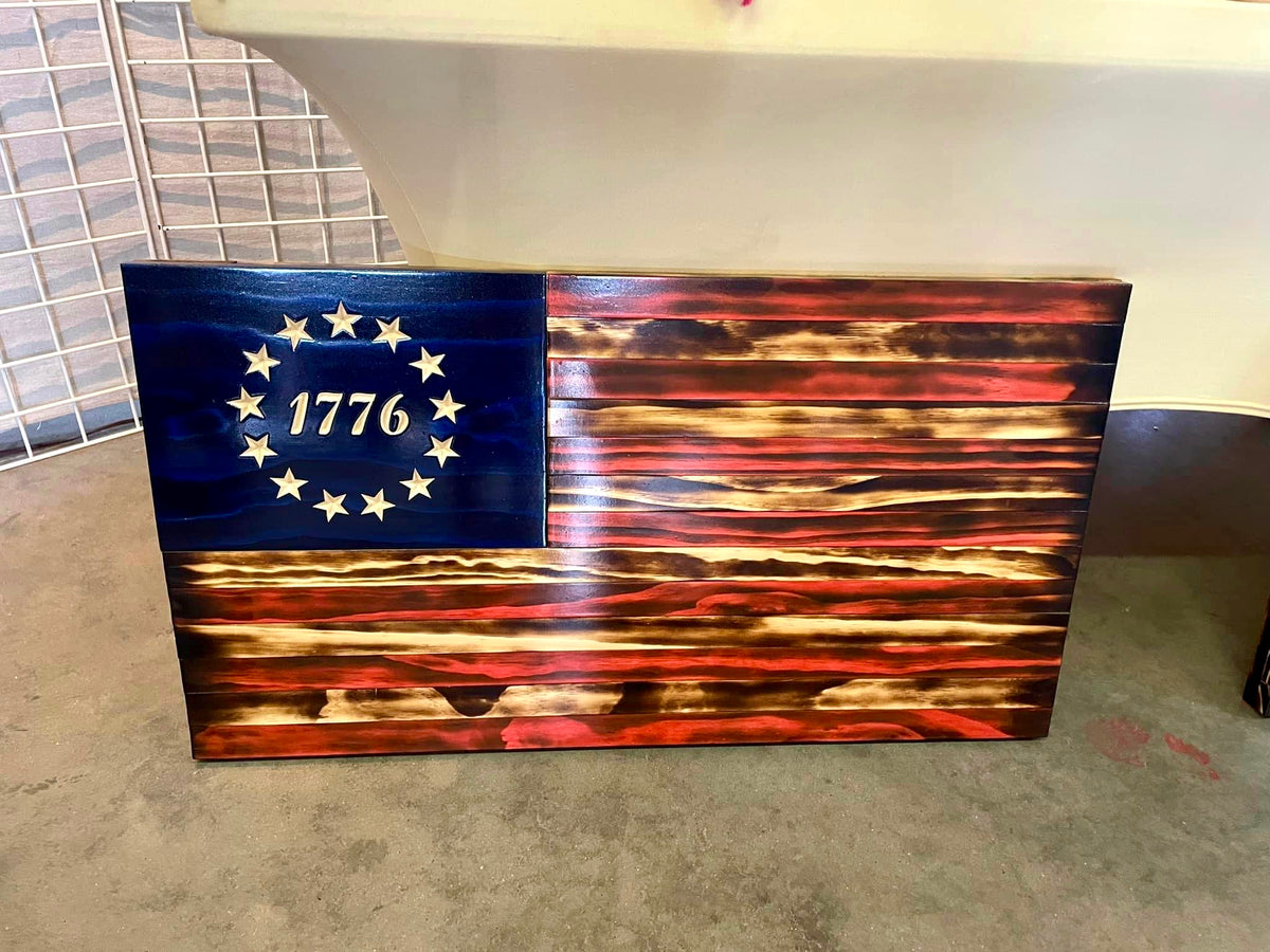 Rustic 1776 1776 Wooden American Flag – huskyhousedesignco