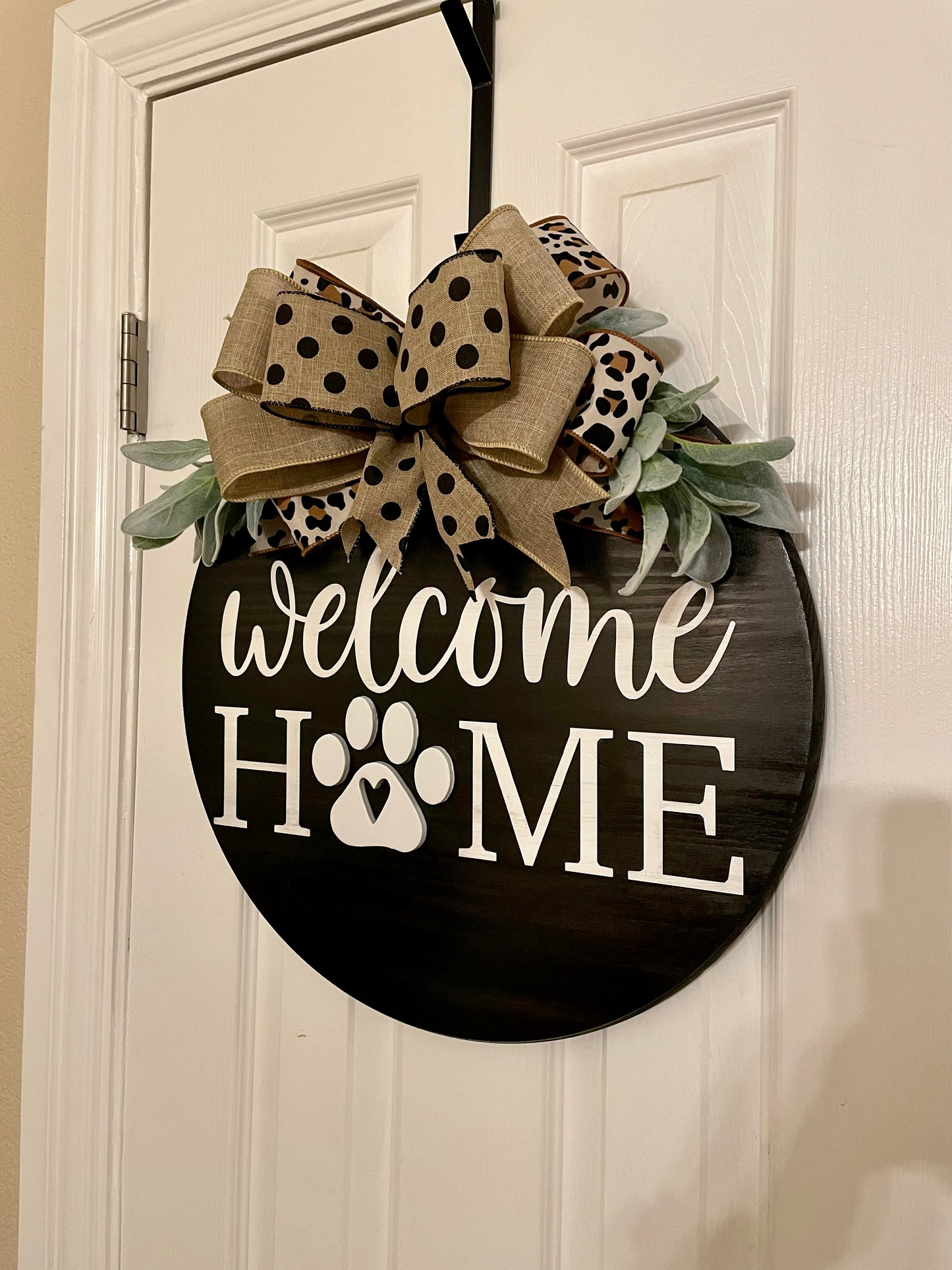 Welcome Home Paw Print Door Hanger