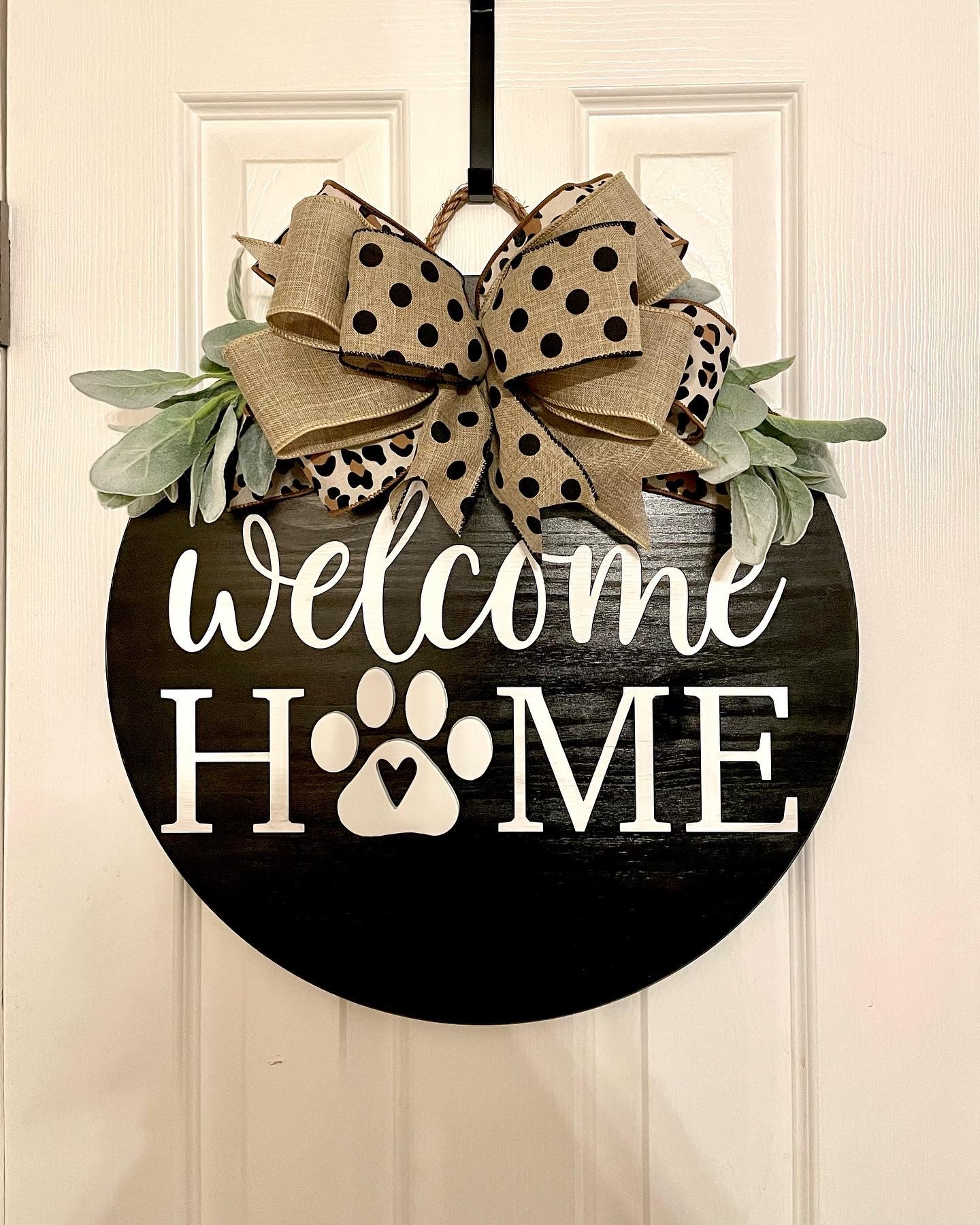 Welcome Home Paw Print Door Hanger