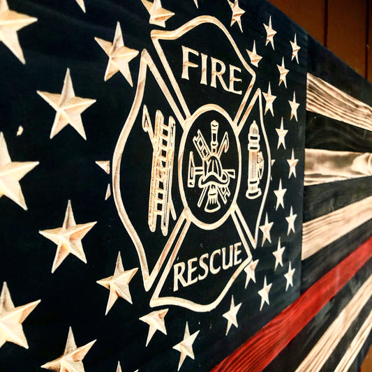 Firefighter Wooden American Flag
